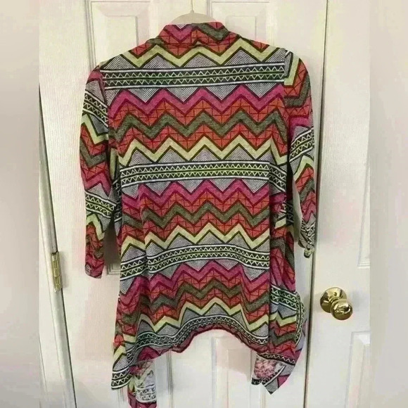 Flamingo urban bright neon medium open front cardigan layering career office - Picture 3 of 11